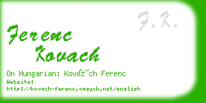 ferenc kovach business card